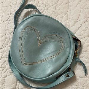 Portland Leather Light Blue Heart Crossbody Bag